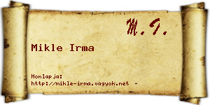 Mikle Irma névjegykártya